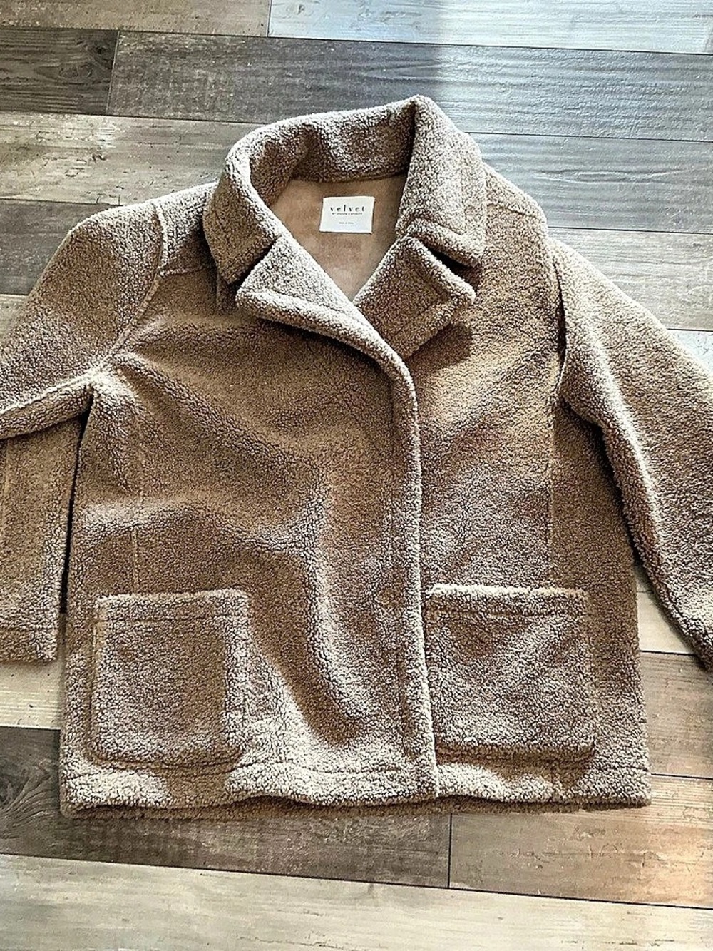 Velvet by Graham & Spencer Albany Reversible Faux Shearling Jacket Brown L